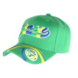 Casquette Bresil Foot verte jaune et bleue CASQUETTES PAYS