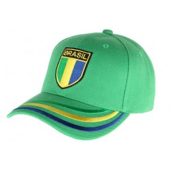 Casquette Bresil verte blason verte jaune et bleu CASQUETTES PAYS