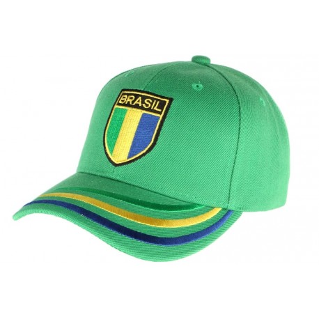 Casquette Bresil verte blason verte jaune et bleu CASQUETTES PAYS