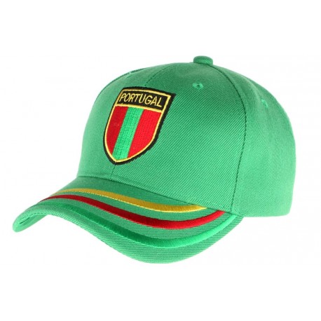 Casquette Portugal verte blason jaune et rouge Portugais CASQUETTES PAYS