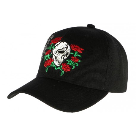 Casquette baseball tête de mort et roses CASQUETTES Nyls Création