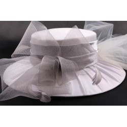 Chapeau mariée Muse en taffetas écru et gris ANCIENNES COLLECTIONS divers