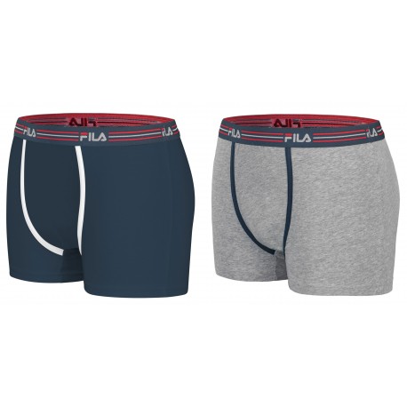 Pack 2 Boxers FILA Bleu Marine et Gris en Coton BOXER FILA