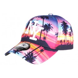 Casquette baseball bleu rose Tropical Night CASQUETTES Hip Hop Honour