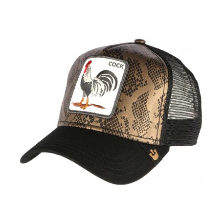 Casquette Goorin Cock cuir noir doré avec Coq CASQUETTES GOORIN BROS