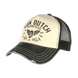 Casquette Von Dutch Beige et Noire Crew Motorcycles Calif CASQUETTES VON DUTCH