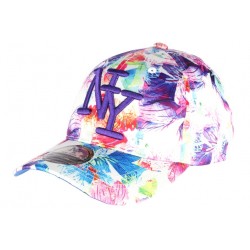 Casquette NY Violette et Rouge à Fleurs Bali ANCIENNES COLLECTIONS divers