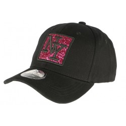 Casquette NY femme noire paillettes rouge Fashly ANCIENNES COLLECTIONS divers