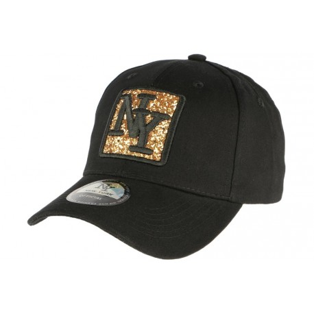 Casquette NY femme noire paillettes dorées Fashly ANCIENNES COLLECTIONS divers