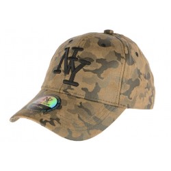 Casquette NY militaire marron et verte cuir daim Kraft ANCIENNES COLLECTIONS divers