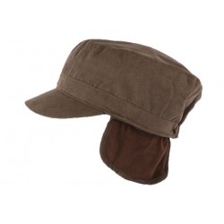 Casquette armee cache oreille Marron Kurk Nyls Création CASQUETTES Nyls Création