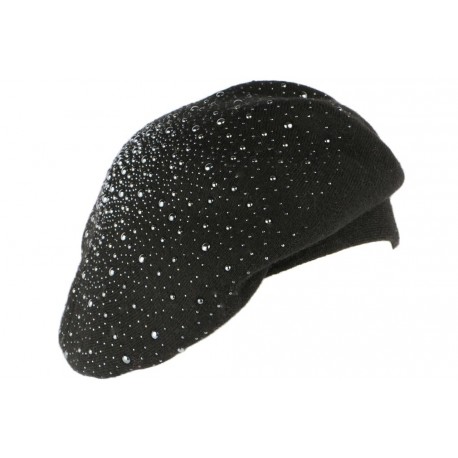 Beret Femme Noir cachemire avec perles Lonya ANCIENNES COLLECTIONS divers