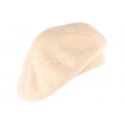 Beret Femme Beige cachemire avec perles Lonya BERETS Léon montane