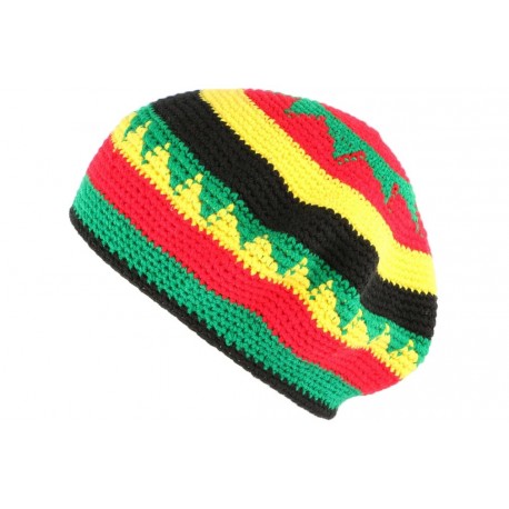 Bonnet Beret Rasta vert jaune rouge Bobmar BONNETS Nyls Création