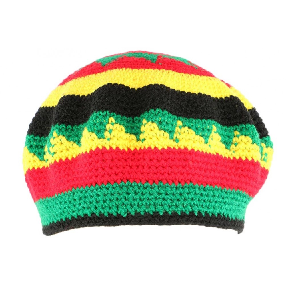 Bonnet tam filet rasta couleurs rasta vert jaune rouge original