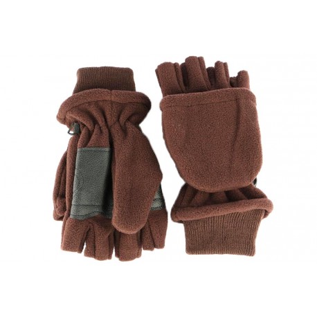 Gants Moufles Mitaines Marron, gants transformables polaire livré 48h!