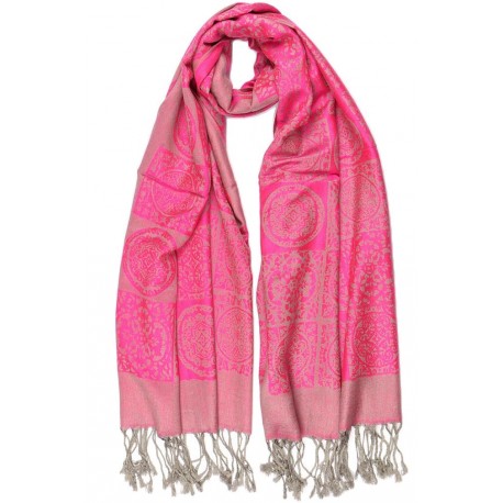 Echarpe Pashmina Rose Fuchsia Jaipur par Leon Montane Echarpe Léon montane