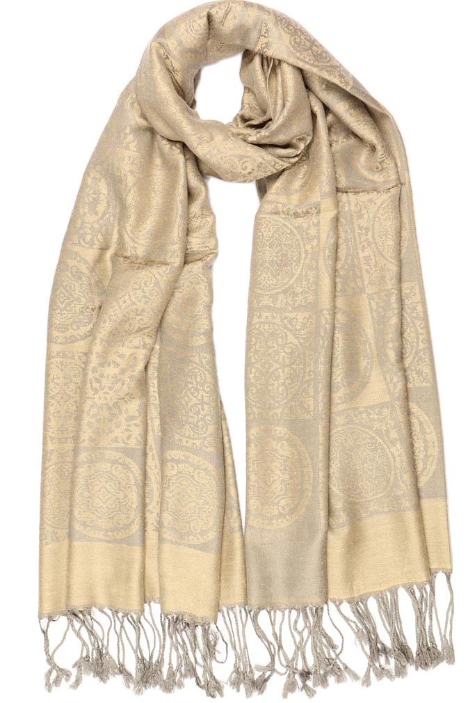 Echarpe Pashmina Dore et Argent Jaipur, chale pashmina mode livré 48h