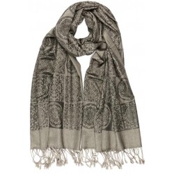 Grande Echarpe Pashmina Noire et Grise Jaipur Leon Montane Echarpe Léon montane