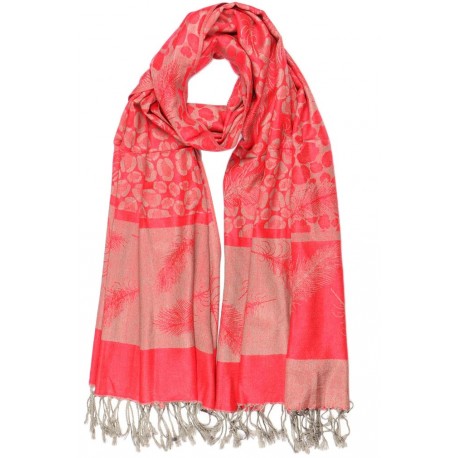 Echarpe Pashmina rouge et grise avec soie Patna Echarpe Léon montane