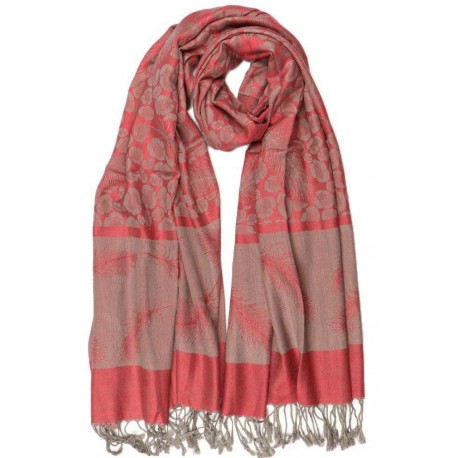 Echarpe Pashmina rouge et argent avec soie Patna ANCIENNES COLLECTIONS divers