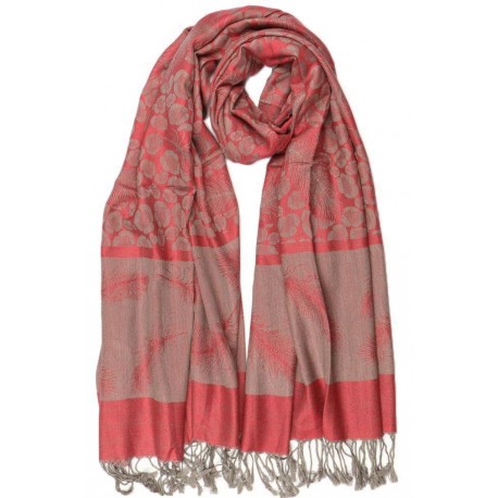 Echarpe Pashmina rouge et argent avec soie Patna ANCIENNES COLLECTIONS divers