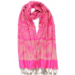 Foulard Pashmina rose framboise avec soie Patna Echarpe Léon montane