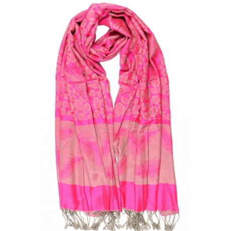 Foulard Pashmina rose framboise avec soie Patna Echarpe Léon montane