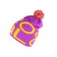 Bonnet Pompon Coal violet orange The Logo BONNETS COAL