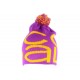 Bonnet Pompon Coal violet orange The Logo BONNETS COAL