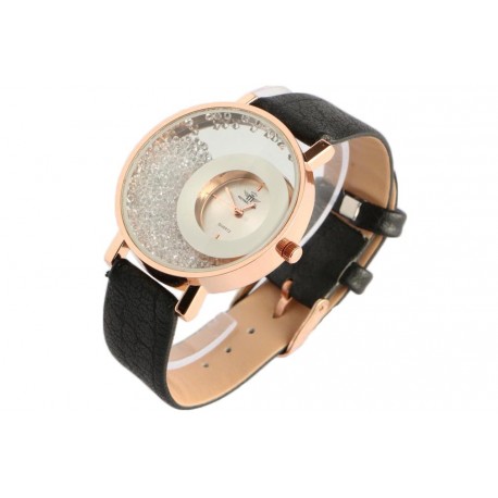 Montre femme doree et strass bracelet noir Precya ANCIENNES COLLECTIONS divers