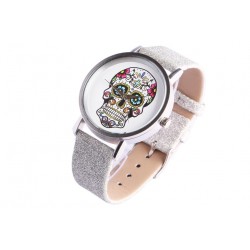 Montre bracelet paillettes argent tete de mort fashion Michael John ANCIENNES COLLECTIONS divers