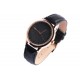 Montre femme doree strass noir bracelet cuir Staly Montre Michael John