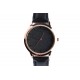 Montre femme doree strass noir bracelet cuir Staly Montre Michael John