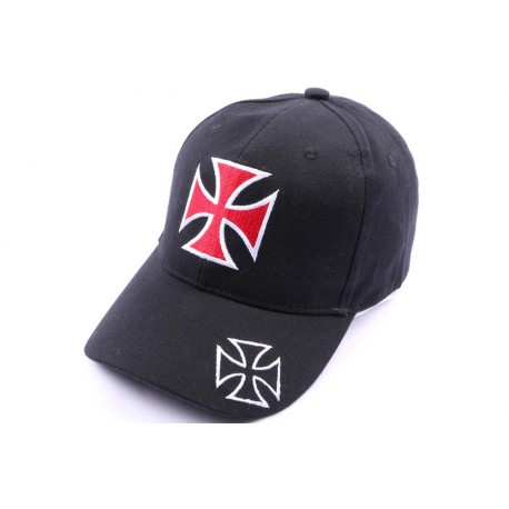 Casquette Croix de malte noir et rouge CASQUETTES divers