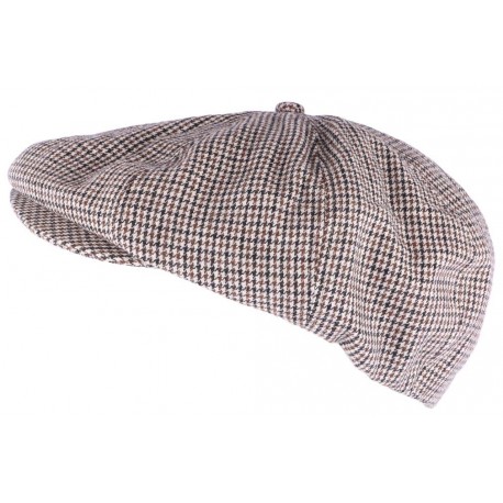 Casquette Gavroche marron carreaux noir en laine Etna ANCIENNES COLLECTIONS divers