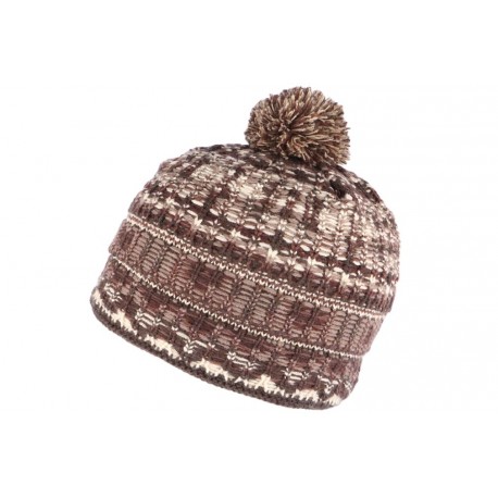 Bonnet pompon marron et beige doublure polaire Alpy Leon Montane BONNETS Léon montane