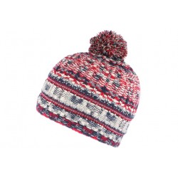 Bonnet pompon rouge et bleu doublure polaire Alpy Leon Montane BONNETS Léon montane