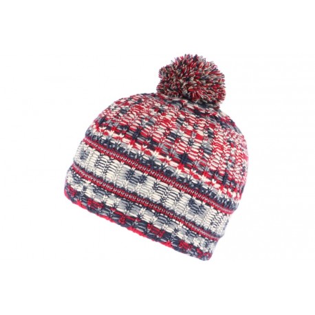 Bonnet pompon rouge et bleu doublure polaire Alpy Leon Montane BONNETS Léon montane