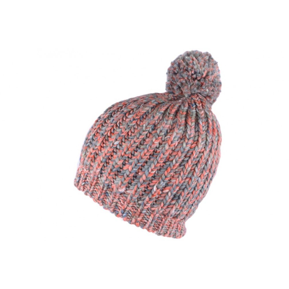 Bonnet long gris et rouge, bonnet pompon femme et homme livré en 48h!