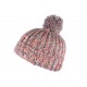 Bonnet pompon gris et rouge corail Koly Leon Montane BONNETS Léon montane