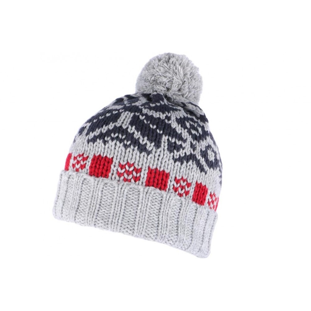 Bonnet a pompon homme, marque Killy, couleurs gris rouge noir