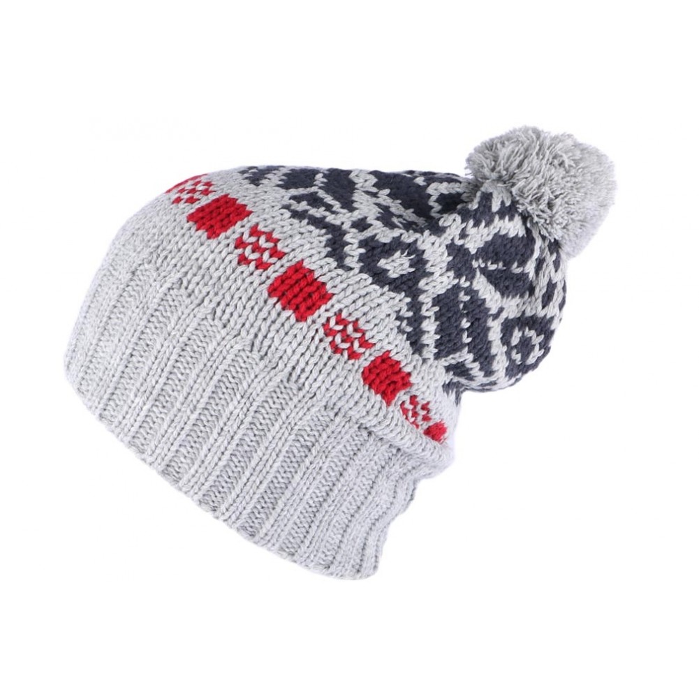 Bonnet a pompon homme, marque Killy, couleurs gris rouge noir, laine  d'agneau