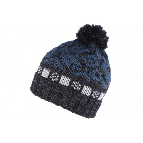 Bonnet pompon noir et bleu Floky Leon Montane BONNETS Léon montane