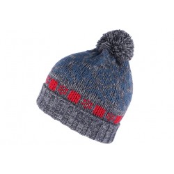 Bonnet pompon gris et bleu Floky Leon Montane BONNETS Léon montane