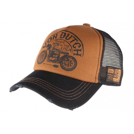 Casquette trucker marron et noire CREW6 Von Dutch