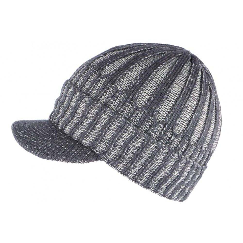 Bonnet casquette gris doublure polaire, bonnet visière laine livré 48h