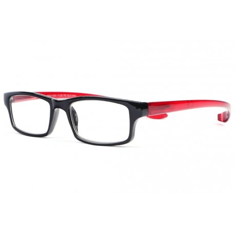 Lunettes de lecture tour de cou noires et rouges Rely Lunettes Loupes Proloupe