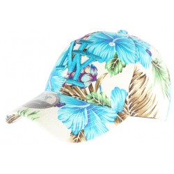 Casquette Baseball Bleue à Fleurs NY Hawai CASQUETTES Hip Hop Honour