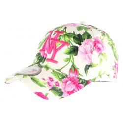 Casquette NY beige et rose à fleurs fashion Bora ANCIENNES COLLECTIONS divers